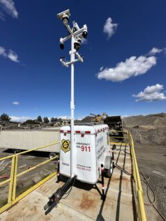 Outdoor security cameras monitoring a commercial construction site