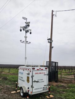 Jatagan's Mobile Guard surveillance trailer at Joel Gott vineyard