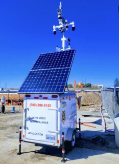 Mobile surveillance trailer deployed for outdoor site security